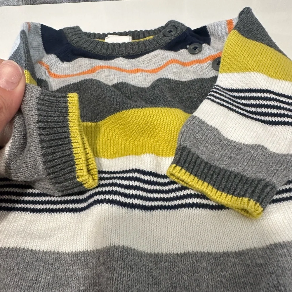 H&M Gray and Yellow Striped Sweater. Size 4-6 months